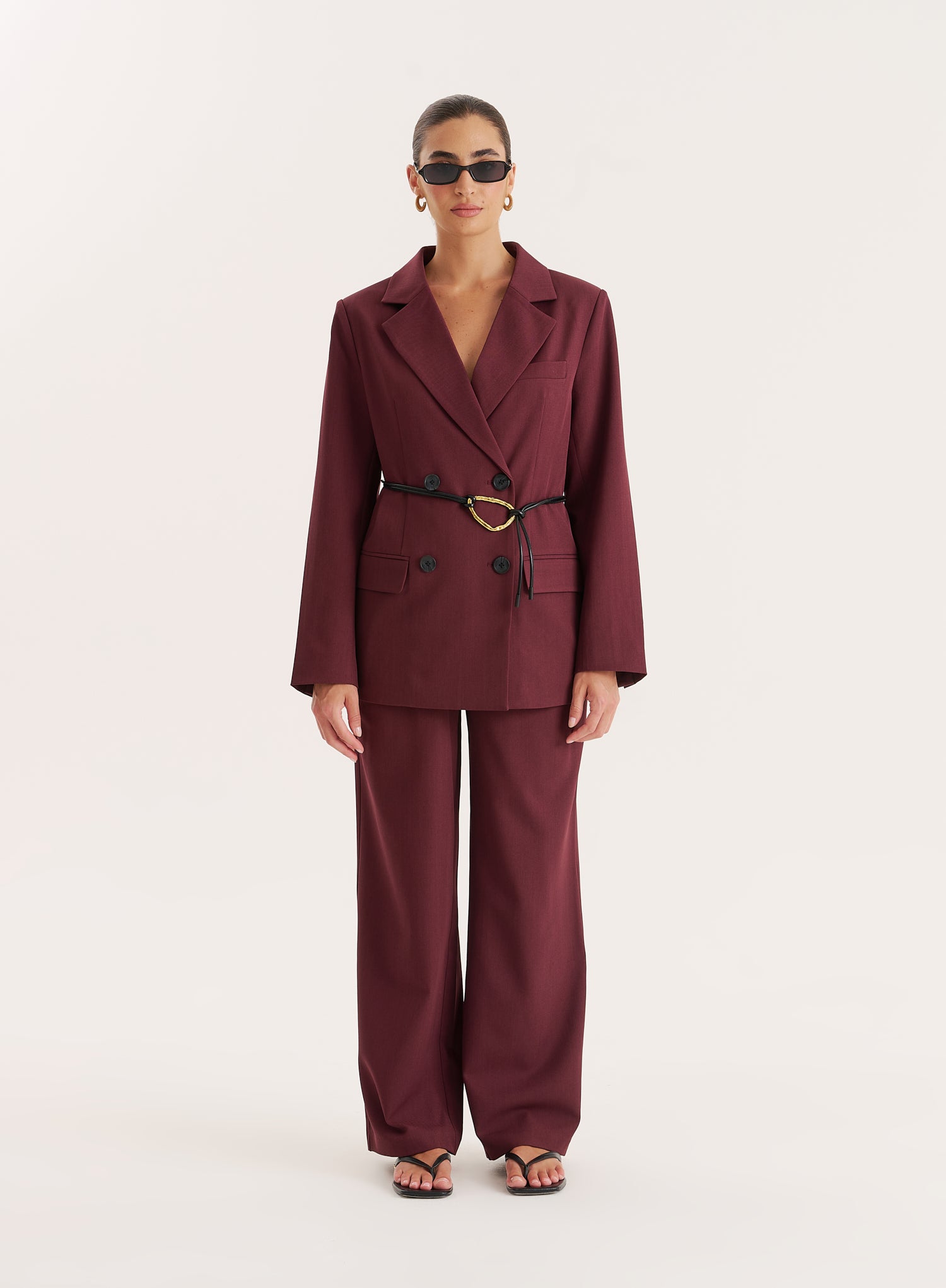 Burgundy Tailored Oversized Blazer